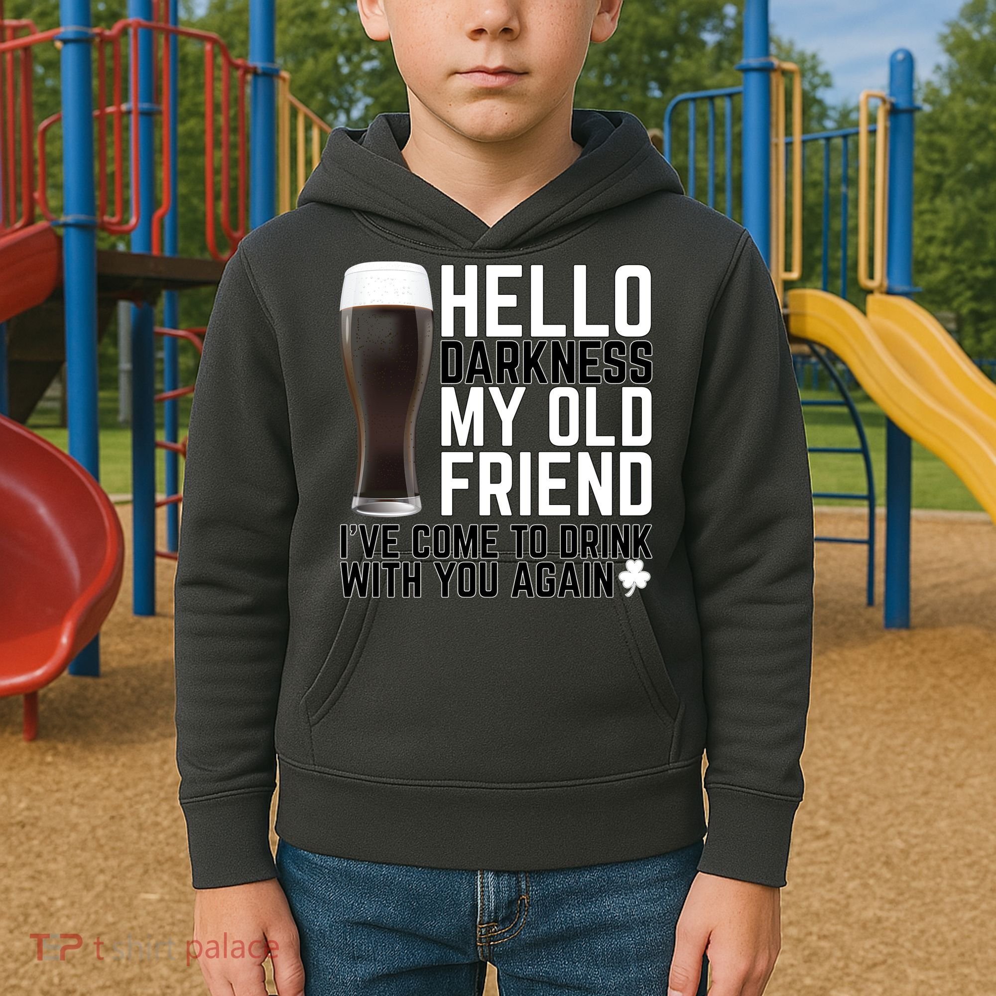 Hello Darkness My Old Friend Funny Drinking Kids Hoodie