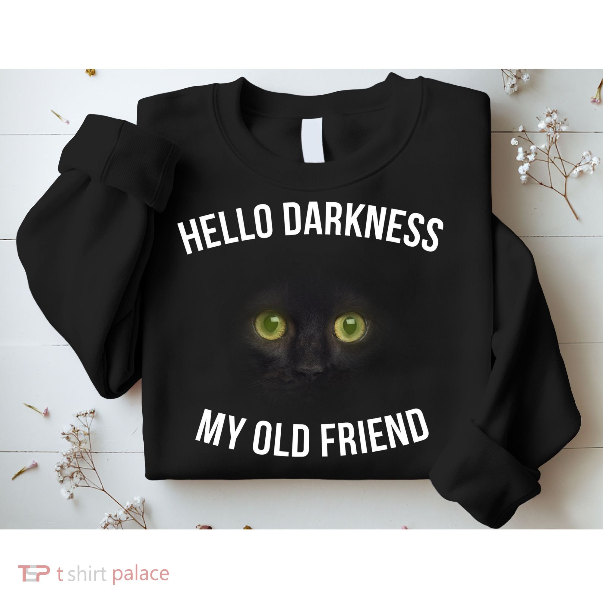Hello Darkness My Old Friend Scary Cat Sweatshirt