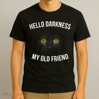 Hello Darkness My Old Friend Scary Cat T-Shirt thumb 3
