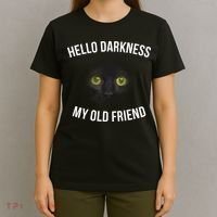 Hello Darkness My Old Friend Scary Cat T-Shirt thumb 4