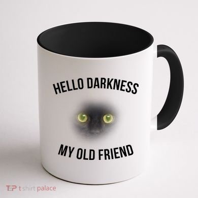 Hello Darkness My Old Friend Scary Cat Coffee Mug back