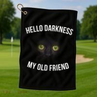 Hello Darkness My Old Friend Scary Cat Golf Towel thumb 1
