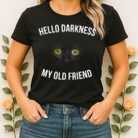 Hello Darkness My Old Friend Scary Cat Women's T-Shirt thumb 2