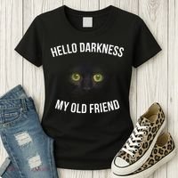 Hello Darkness My Old Friend Scary Cat Women's T-Shirt thumb 3