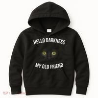 Hello Darkness My Old Friend Scary Cat Kids Hoodie thumb 0