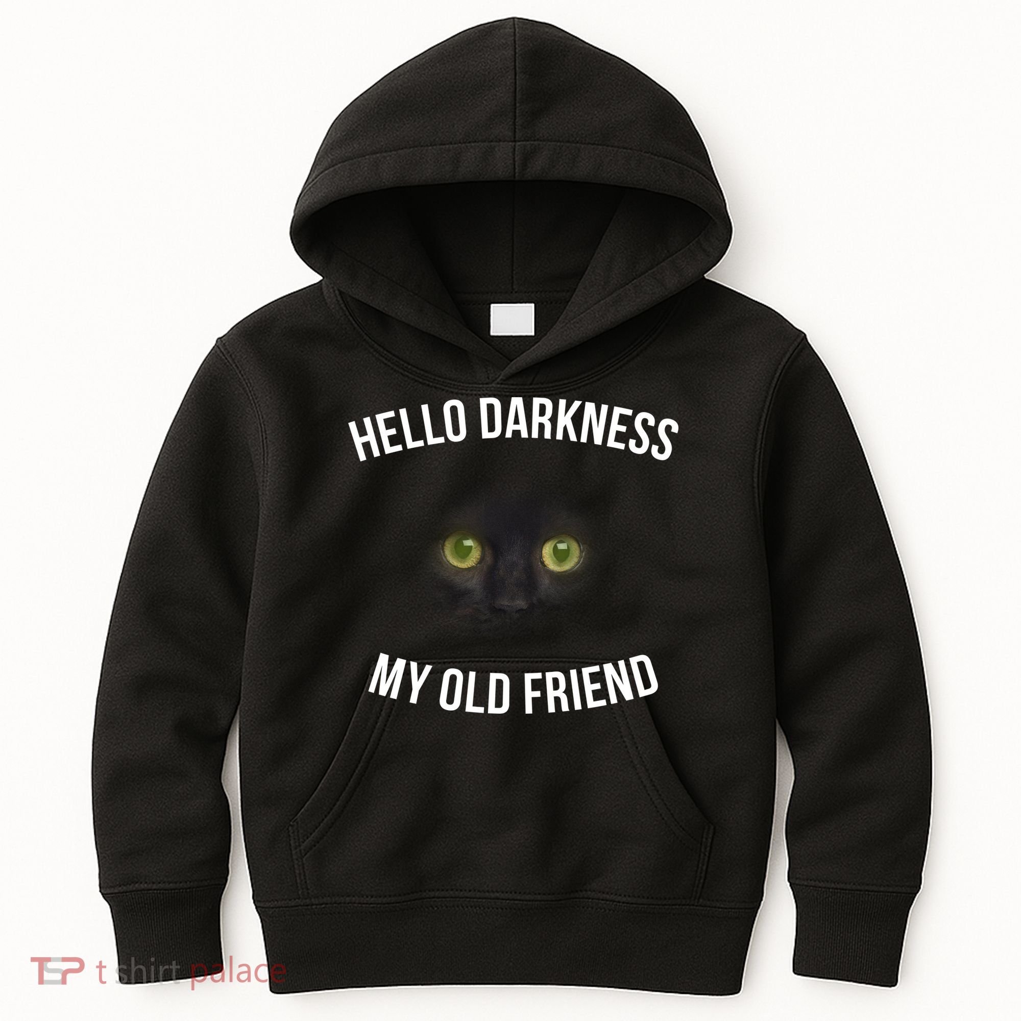 Hello Darkness My Old Friend Scary Cat Kids Hoodie