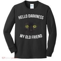 Hello Darkness My Old Friend Scary Cat Kids Long Sleeve Shirt thumb 0