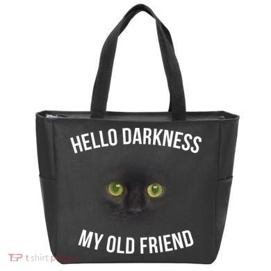 Hello Darkness My Old Friend Scary Cat Tote Bag