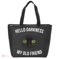 Hello Darkness My Old Friend Scary Cat Tote Bag thumb 0