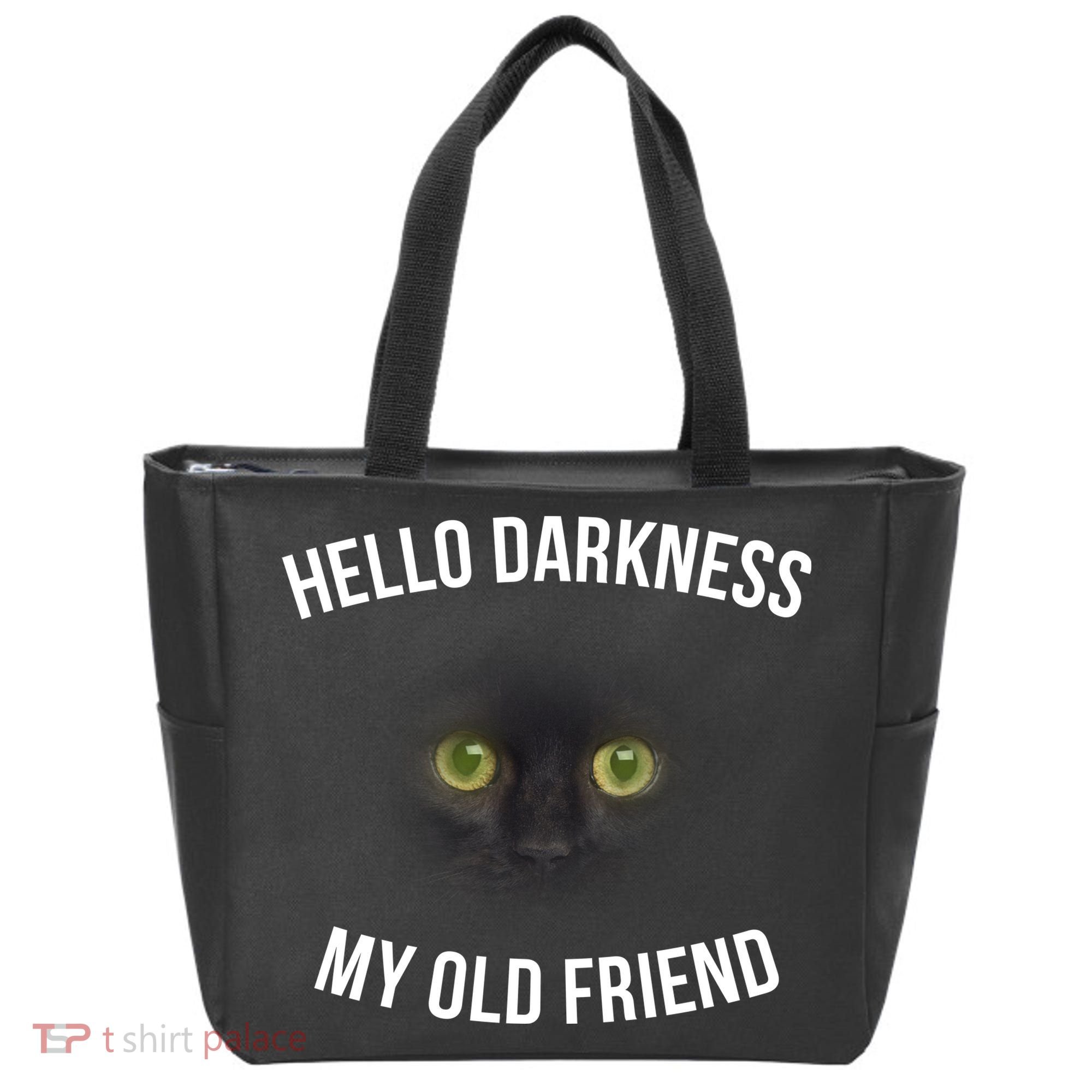 Hello Darkness My Old Friend Scary Cat Tote Bag