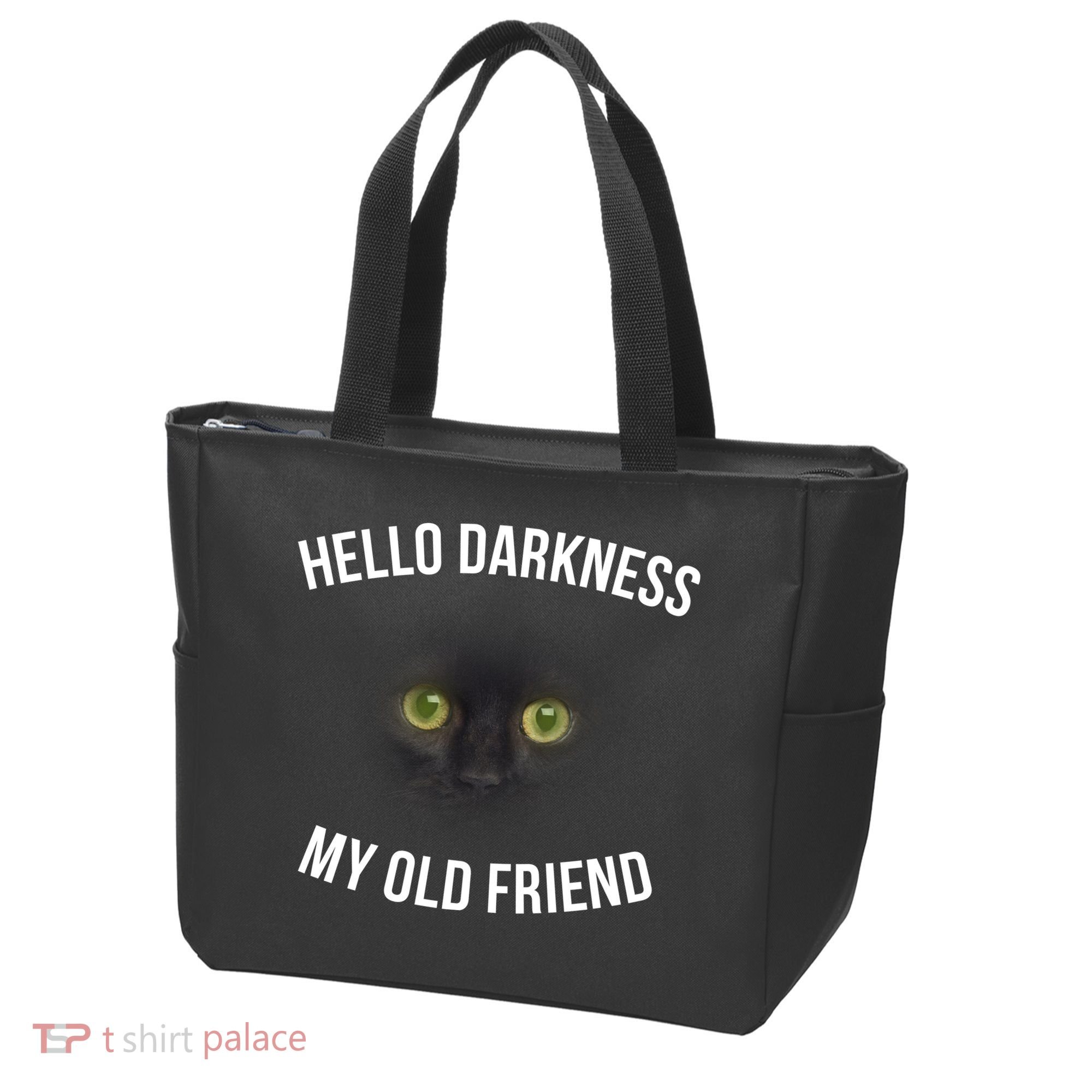 Hello Darkness My Old Friend Scary Cat Tote Bag