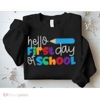Hello First Day of School Cute Pencil Sweatshirt thumb 2