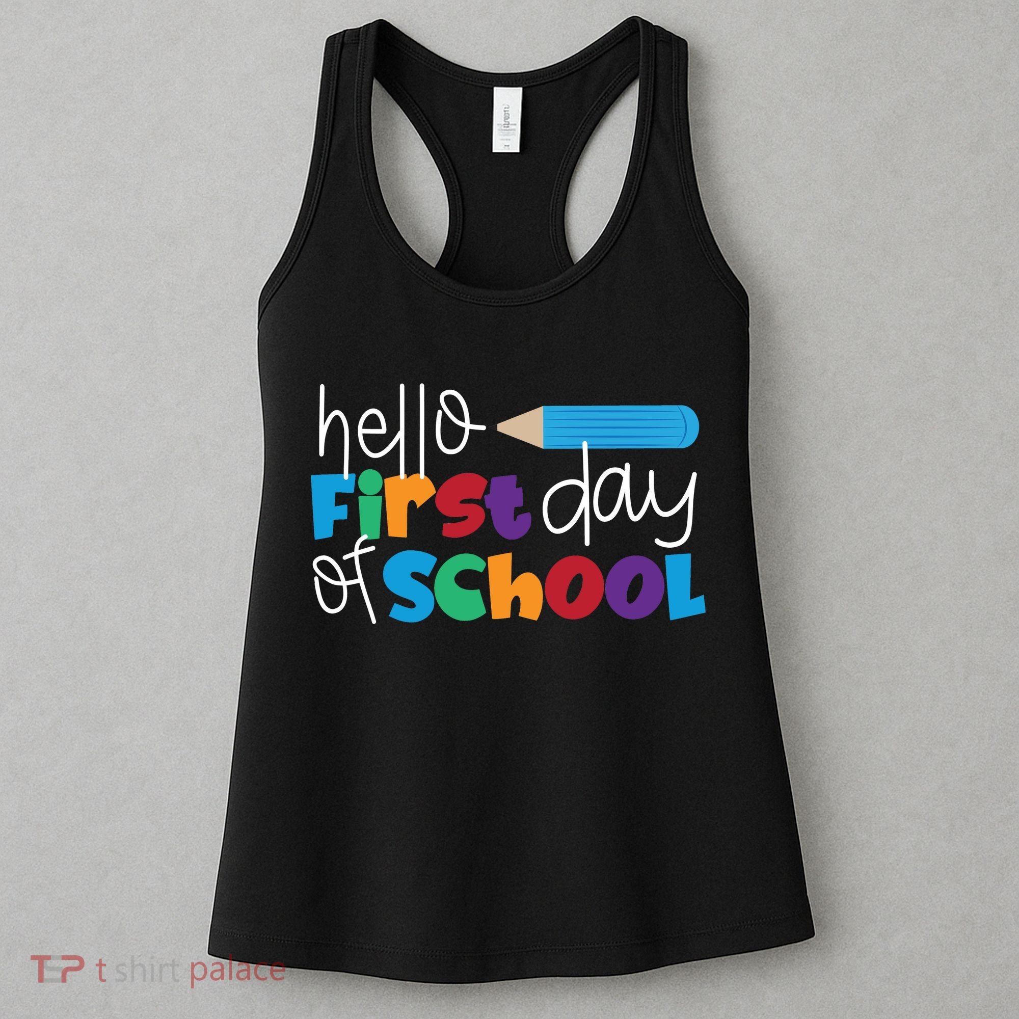 Hello First Day of School Cute Pencil Women's Tank Top