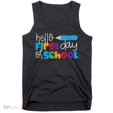 Hello First Day of School Cute Pencil Tank Top