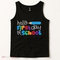 Hello First Day of School Cute Pencil Tank Top thumb 2