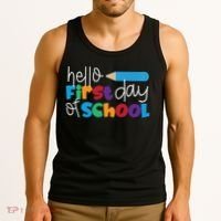 Hello First Day of School Cute Pencil Tank Top thumb 3
