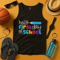 Hello First Day of School Cute Pencil Tank Top thumb 4