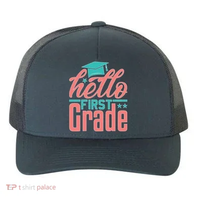 Hello First Grade Yupoong Adult 5-Panel Trucker Hat
