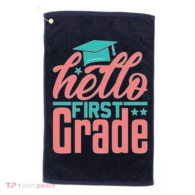 Hello First Grade Golf Towel