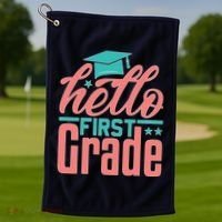 Hello First Grade Golf Towel thumb 1