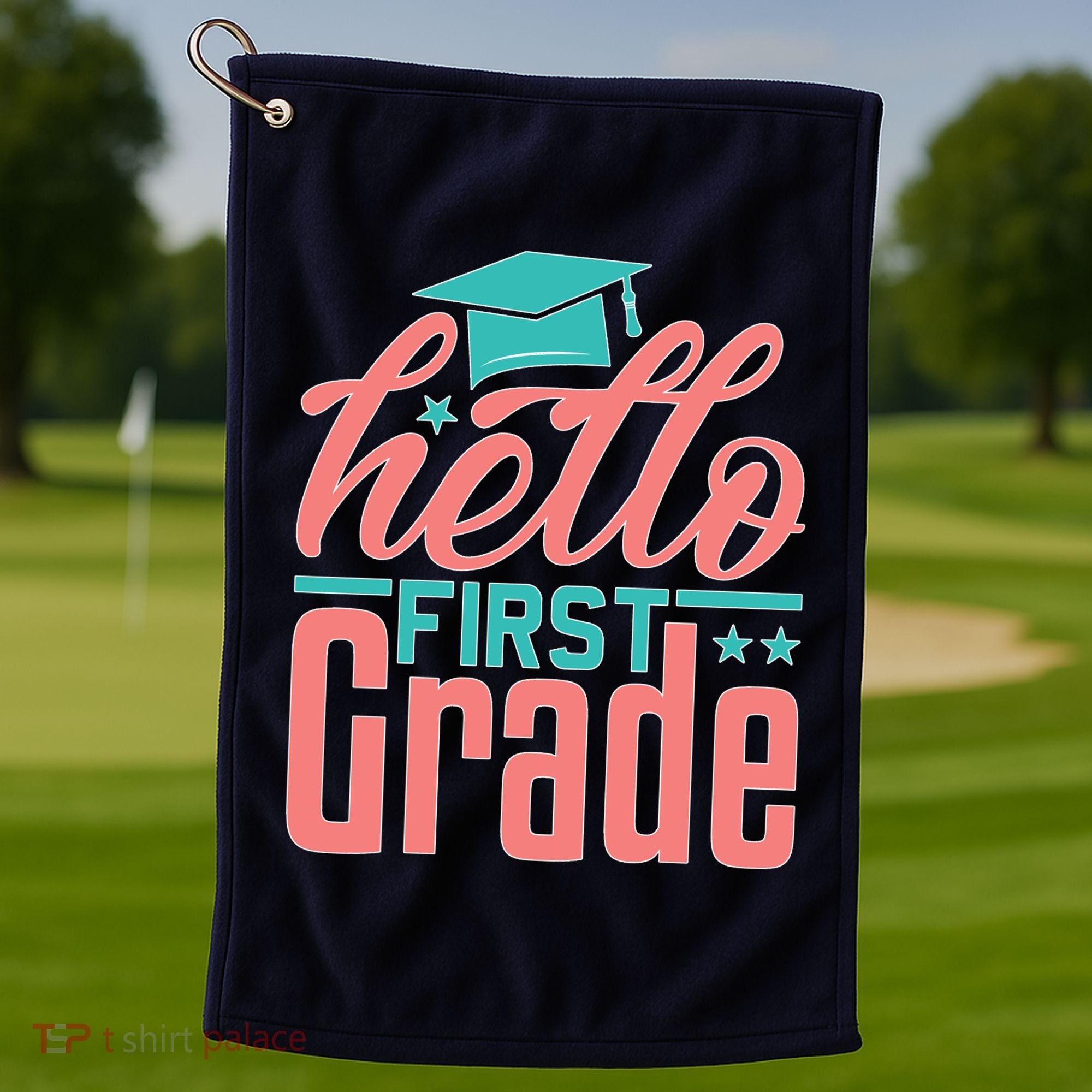 Hello First Grade Golf Towel