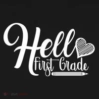 Hello First Grade Pencil Heart Bucket Hat thumb 4