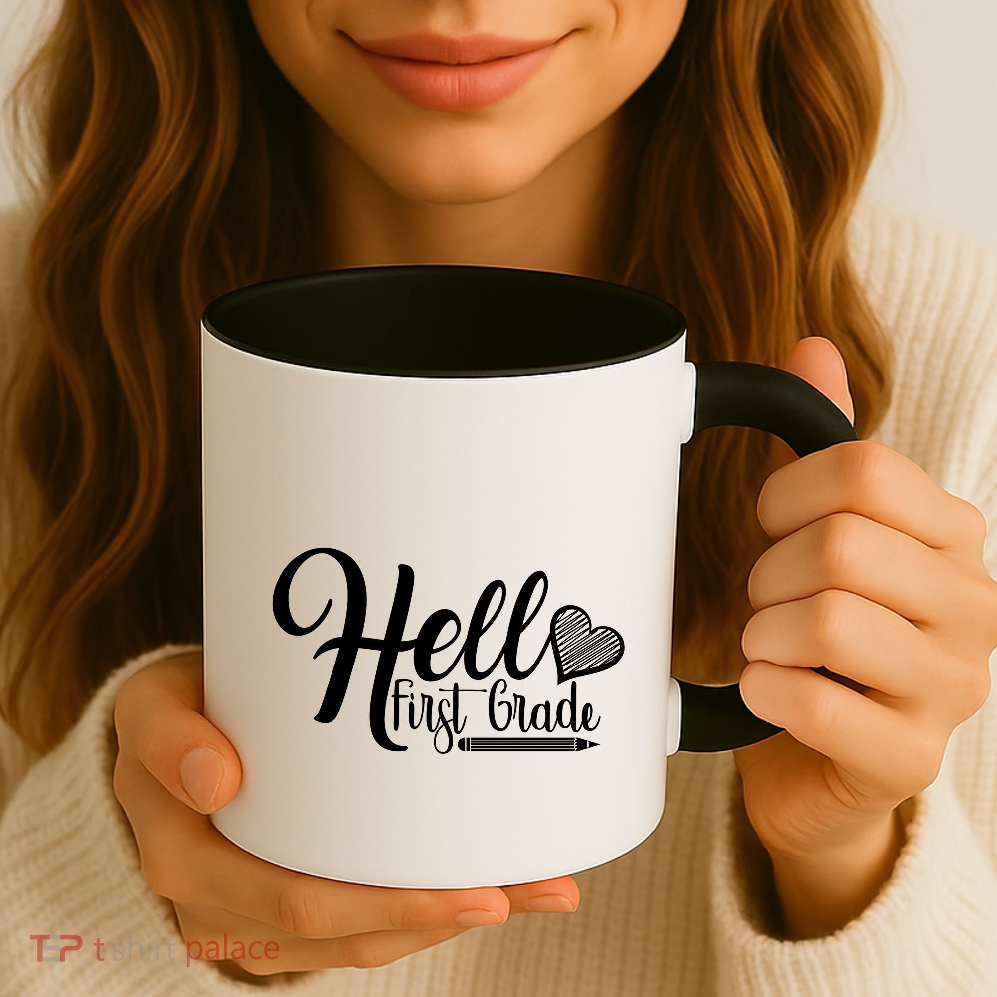 Hello First Grade Pencil Heart Coffee Mug