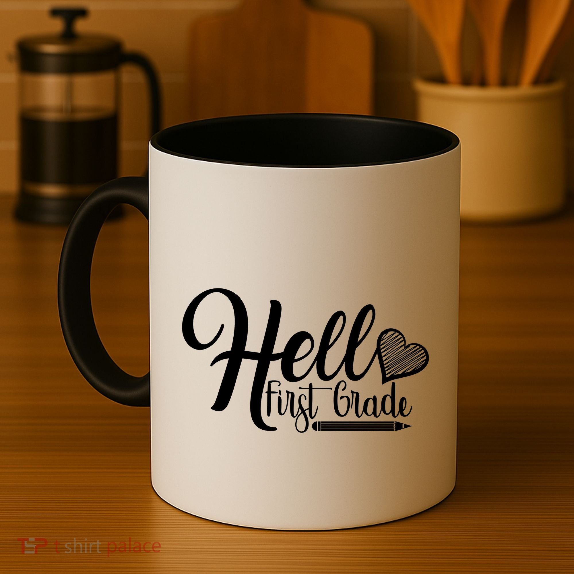 Hello First Grade Pencil Heart Coffee Mug