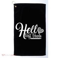 Hello First Grade Pencil Heart Golf Towel thumb 0