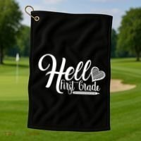 Hello First Grade Pencil Heart Golf Towel thumb 1
