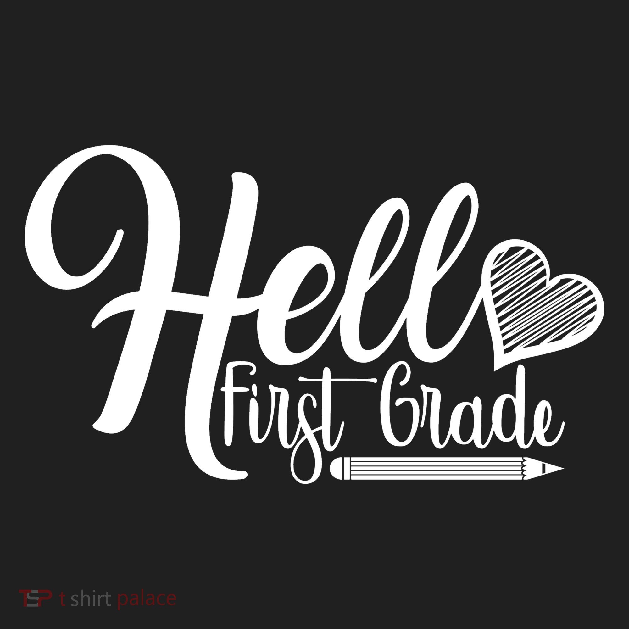 Hello First Grade Pencil Heart Golf Towel