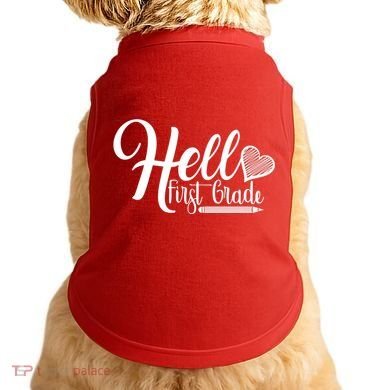 Hello First Grade Pencil Heart Doggie Tank
