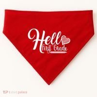Hello First Grade Pencil Heart USA-Made Doggie Bandana thumb 0