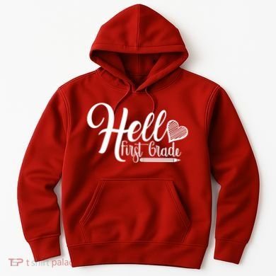 Hello First Grade Pencil Heart Hoodie