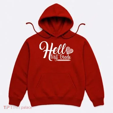 Hello First Grade Pencil Heart Hoodie