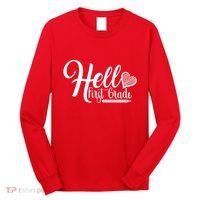Hello First Grade Pencil Heart Long Sleeve Shirt thumb 0