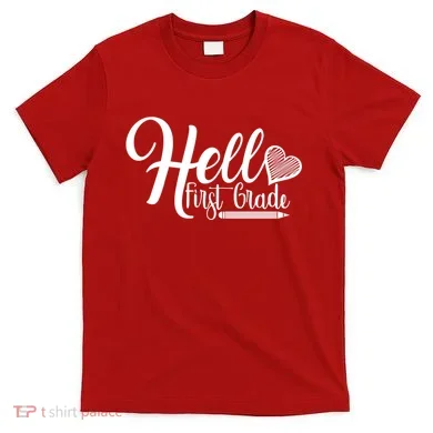 Hello First Grade Pencil Heart T-Shirt