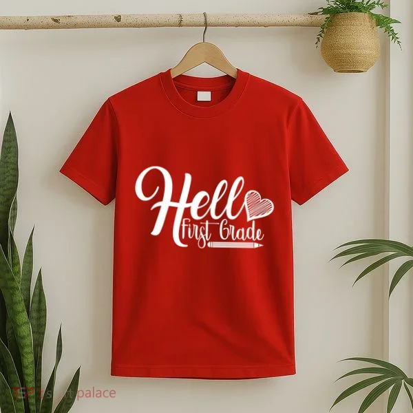 Hello First Grade Pencil Heart T-Shirt