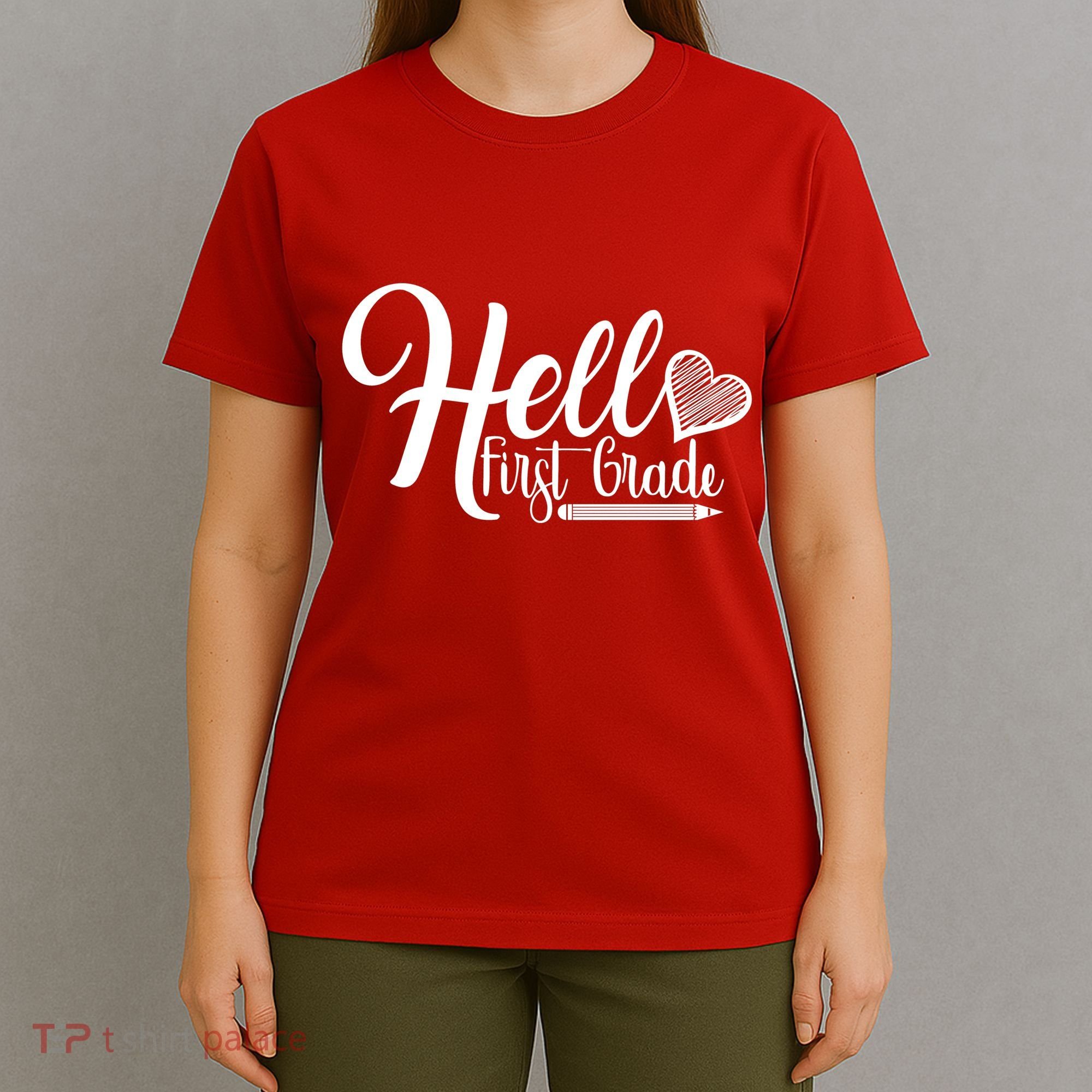 Hello First Grade Pencil Heart T-Shirt