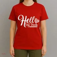Hello First Grade Pencil Heart T-Shirt thumb 4