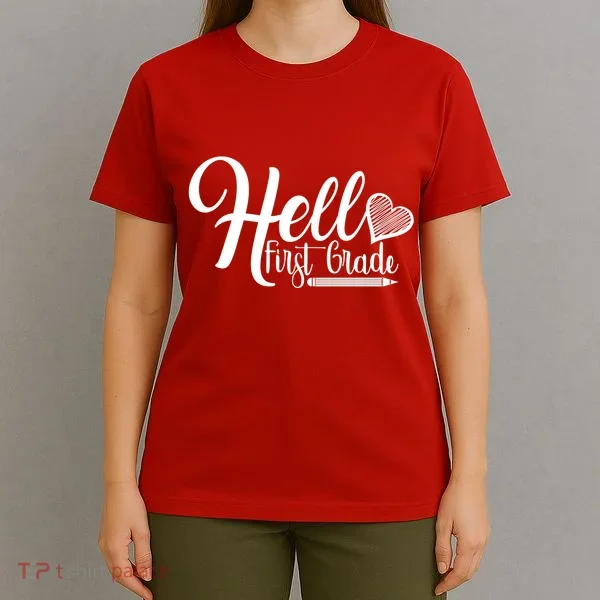 Hello First Grade Pencil Heart T-Shirt