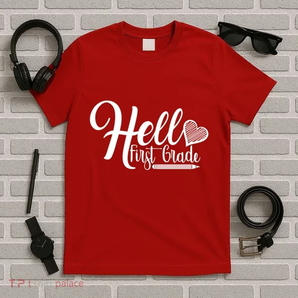 Hello First Grade Pencil Heart T-Shirt