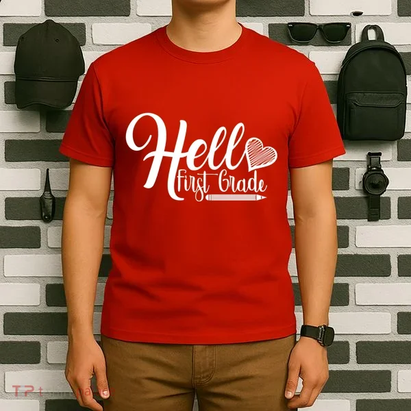 Hello First Grade Pencil Heart T-Shirt