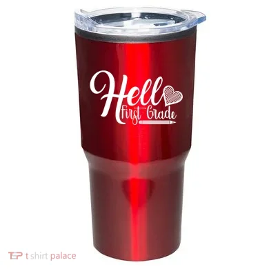 Hello First Grade Pencil Heart Tumbler