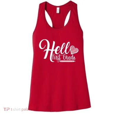 Hello First Grade Pencil Heart Women's Tank Top