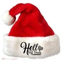 Hello First Grade Pencil Heart Santa Hat thumb 0