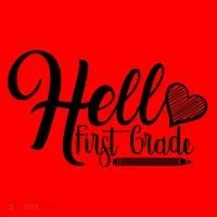 Hello First Grade Pencil Heart Santa Hat thumb 1