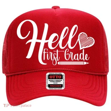 Hello First Grade Pencil Heart Hat