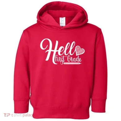 Hello First Grade Pencil Heart Toddler Hoodie