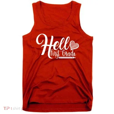 Hello First Grade Pencil Heart Tank Top